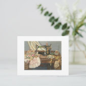 Nähmaschine und Kleid Postkarte (Stehend Vorderseite)