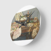 Nähmaschine und Kleid Runde Wanduhr (Winkel)