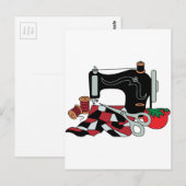 Nähmaschine und Quilt Postkarte (Vorne/Hinten)
