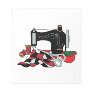 Nähmaschine und Steppdecke Notizblock