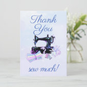 Nähmaschine Vintag blauer Fleck Dankeskarte (Stehend Vorderseite)