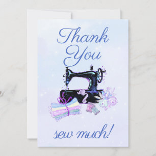 Nähmaschine Vintage Blau Flach Dankeskarte
