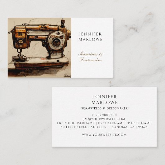 Nähmaschine Visitenkarte (Vorne/Hinten)