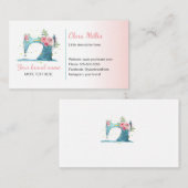 Nähmaschine Visitenkarte Wasserfarbe aquamarin ros (Vorne/Hinten)