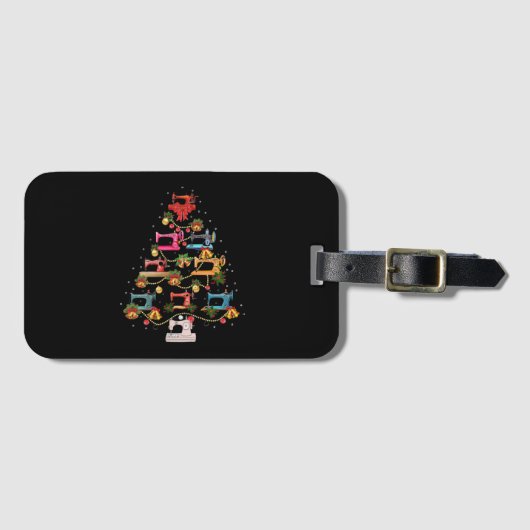 Nähmaschine Weihnachtsbaum Gepäckanhänger (Vorderseite (Horizontal))