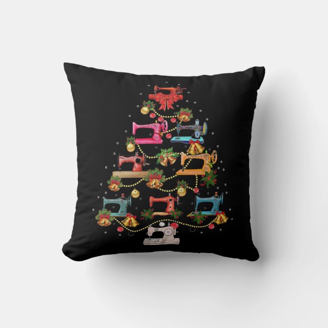 Nähmaschine Weihnachtsbaum Kissen (Vorderseite)