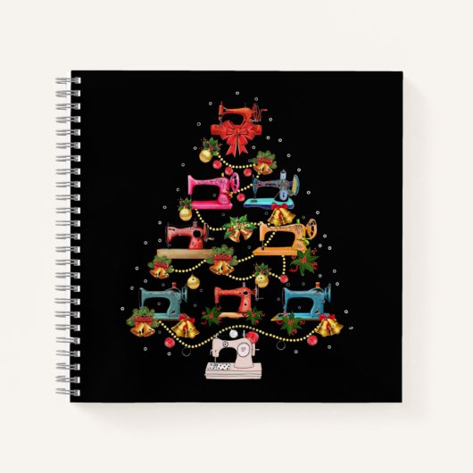 Nähmaschine Weihnachtsbaum Notizblock (Vorderseite)