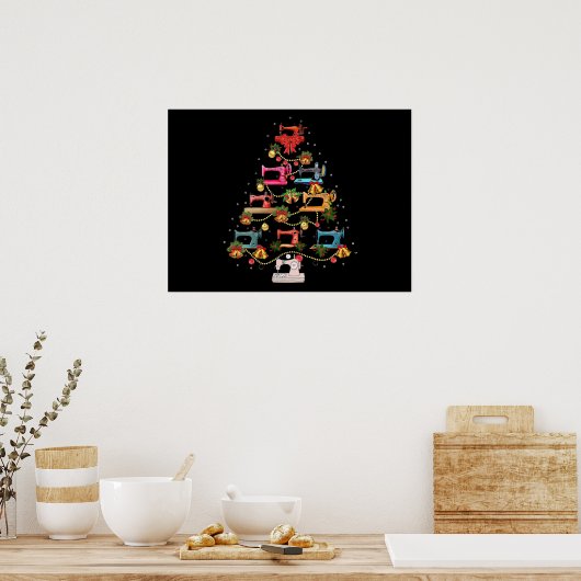 Nähmaschine Weihnachtsbaum Poster (Küche)