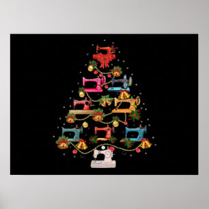 Nähmaschine Weihnachtsbaum Poster