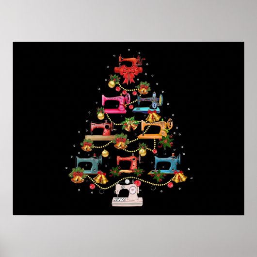 Nähmaschine Weihnachtsbaum Poster (Vorne)