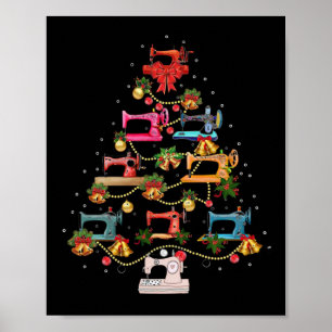 Nähmaschine Weihnachtsbaum Poster