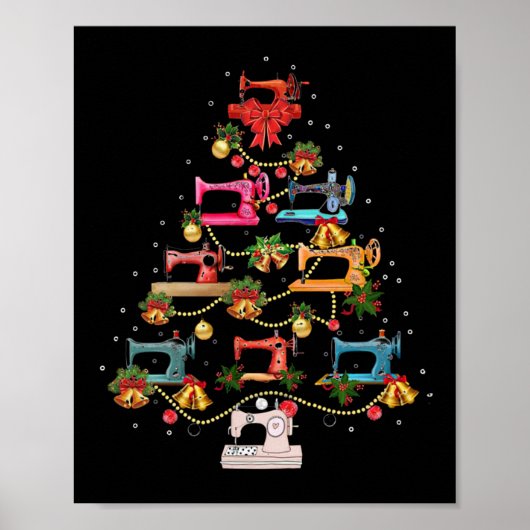 Nähmaschine Weihnachtsbaum Poster (Vorne)