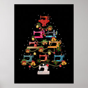 Nähmaschine Weihnachtsbaum Poster