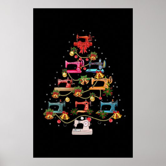 Nähmaschine Weihnachtsbaum Poster (Vorne)