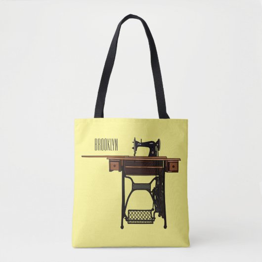 Nähmaschinen-Comic-Illustration  Tasche (Vorderseite)