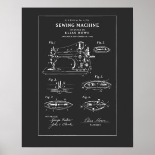 Nähmaschinen-Patent Blueprint Poster