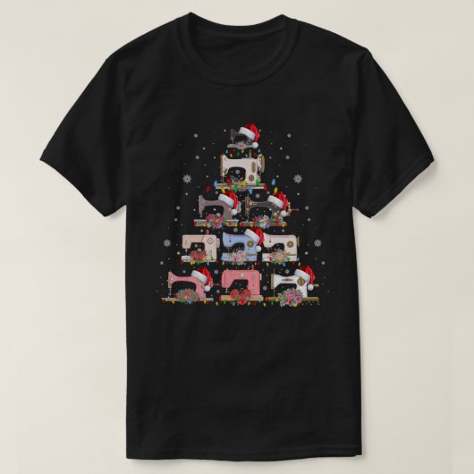 Nähmaschinen Weihnachtsbaum Funny Nähen Lover T-Shirt (Design vorne)