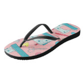 Nähmaschinenschere Naht am Ripper rosa Badesandalen (Schrägansicht)