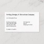 Nähmaschinenstandard, 3,5" x 2,0" Visitenkarte (Rückseite)