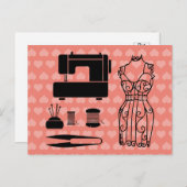 Nähmaschinenverschraubmaschine rosa Muster Postkarte (Vorne/Hinten)