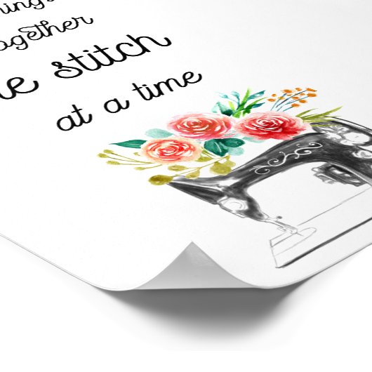 Nähmaschinenziffer Schwarz-weißes Geflechten Poster (Ecke)