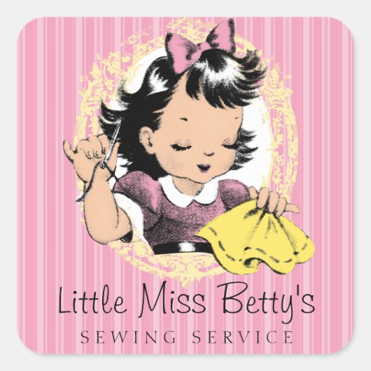 Nähmaske für Mädchen Quadratischer Aufkleber (Vorderseite)