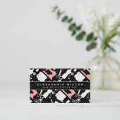 Nähmuster | Schwarz-weiß und rosa Visitenkarte (Stehend Vorderseite)