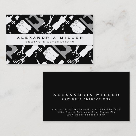 Nähmuster | Schwarz/Weiß Visitenkarte (Vorne/Hinten)