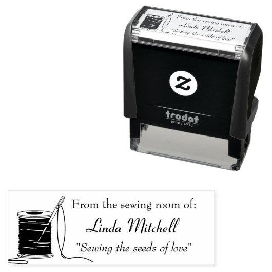 Nähnadel und Thread Personalisiert Permastempel (Beispiel)