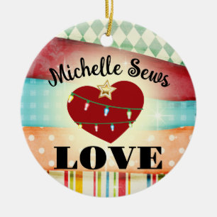 Nähnaht Liebe personalisiert Weihnachten Keramik Ornament