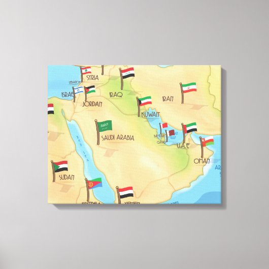 Nahost-Karte Leinwanddruck (Vorderseite)