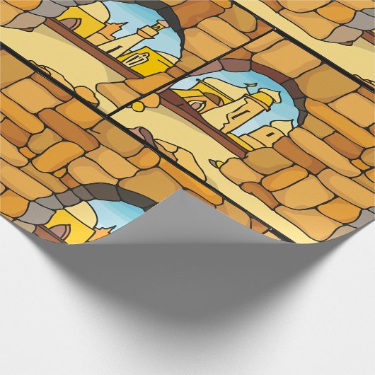 Nahost-Wüstenstadt durch antike Arche Geschenkpapier