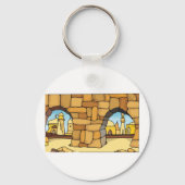 Nahost-Wüstenstadt durch antike Arche Schlüsselanhänger (Rückseite)