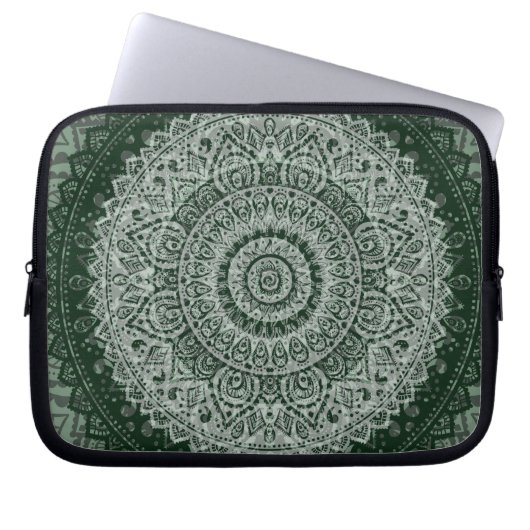 Nahöstliche grüne Hippiemuster-Laptophülse Laptopschutzhülle (Vorderseite)