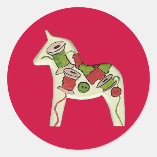 Nähpferd Runder Aufkleber (Vorderseite)