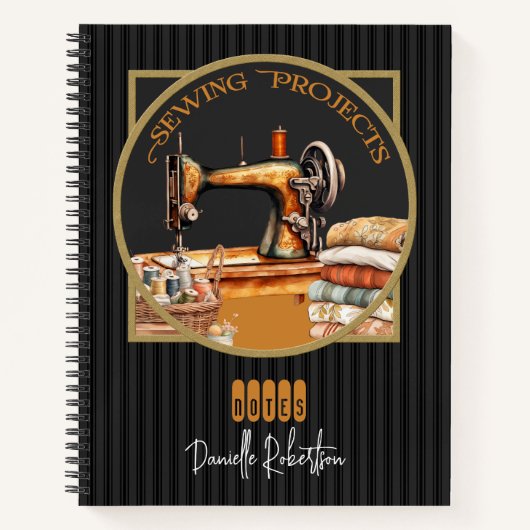 Nähprojekte Vintag Notizblock (Vorderseite)