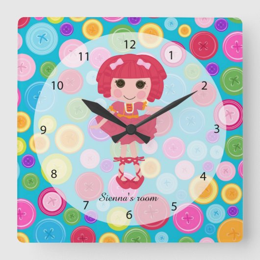 Nähpuppe Quadratische Wanduhr (Vorderseite)