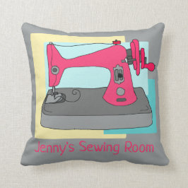 Nähraum, Vintage Nähmaschine, personalisiert Kissen