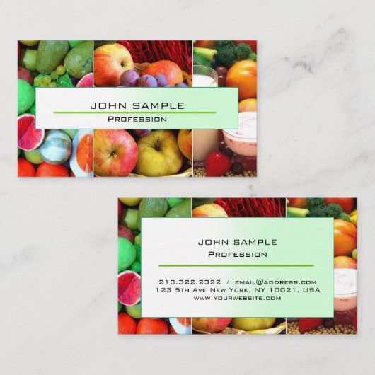 Nährstoffkunde Früchte, gesund Visitenkarte (Vorne/Hinten)