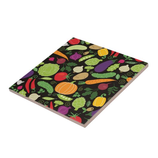 Nahrung auf einem schwarzen Hintergrund Fliese (Seite)