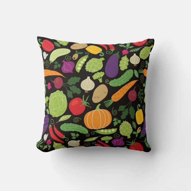 Nahrung auf einem schwarzen Hintergrund Kissen (Vorderseite)