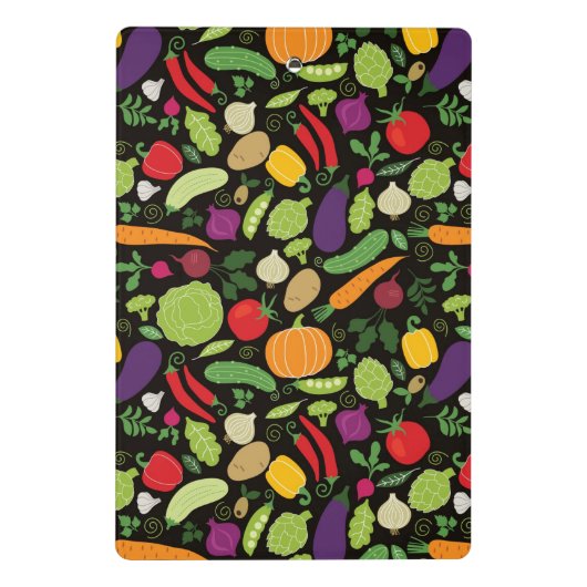 Nahrung auf einem schwarzen Hintergrund Mini Klemmbrett (Rückseite)