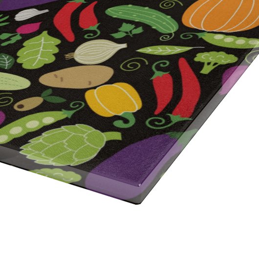 Nahrung auf einem schwarzen Hintergrund Schneidebrett (Ecke)