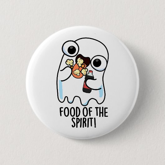 Nahrung des Geistes Funny Ghost Pun Button (Vorderseite)