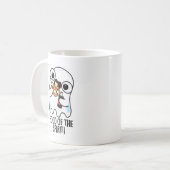 Nahrung des Geistes Funny Ghost Pun Kaffeetasse (Vorderseite Links)