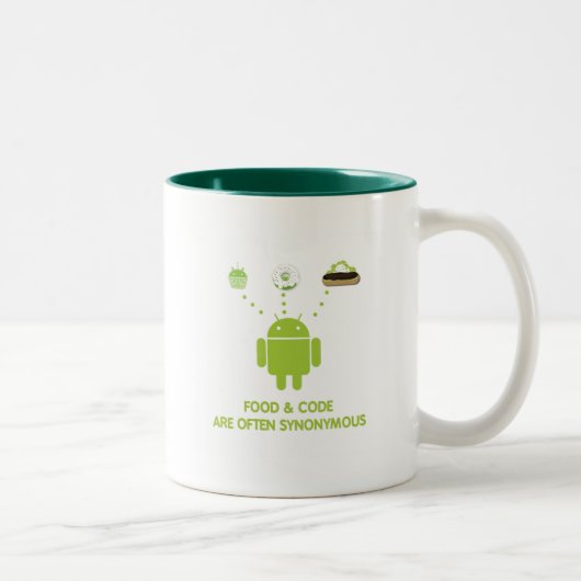 Nahrung u. Code sind häufig synonym (android) Zweifarbige Tasse (Rechts)