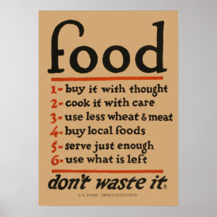 Nahrung, verschwenden Sie es nicht - Vintager Schu Poster