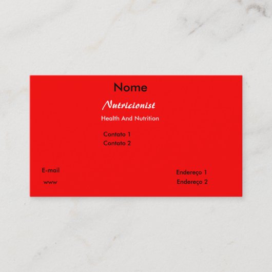 Nahrung Wasser Visitenkarte (Vorderseite)