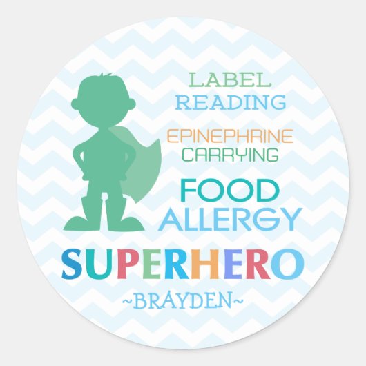 Nahrungsallergie Superhero Boy Stickers (Vorderseite)
