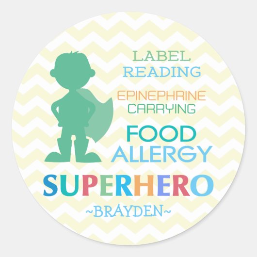 Nahrungsallergie Superhero Boy Stickers (Vorderseite)